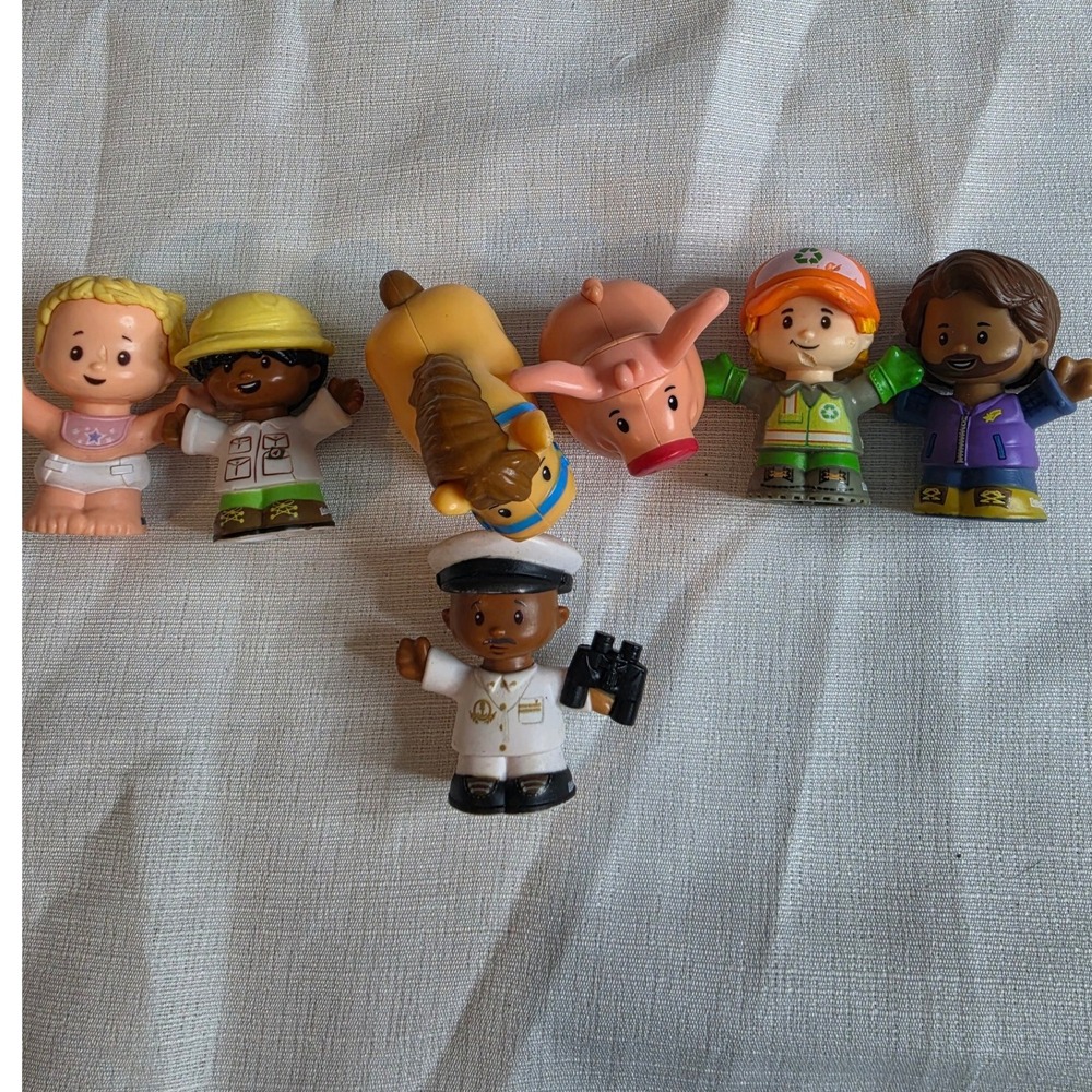 Fisher-Price Little People Figure Lot Captain Safari Animal Baby 7pc Set